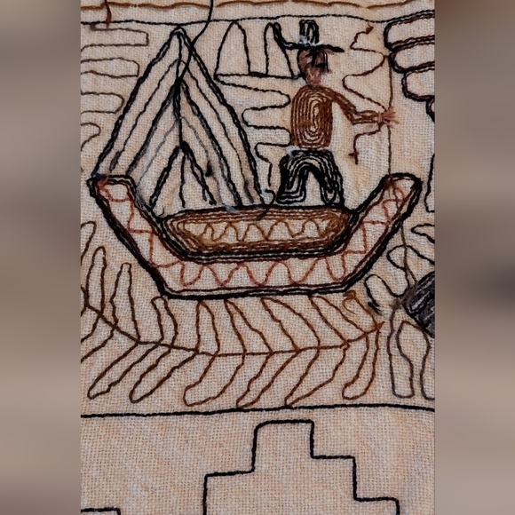 Vintage Folk Art Handmade Embroidered Peruvian Woven Tapestry Art - Pre- loved - Picture 11 of 12